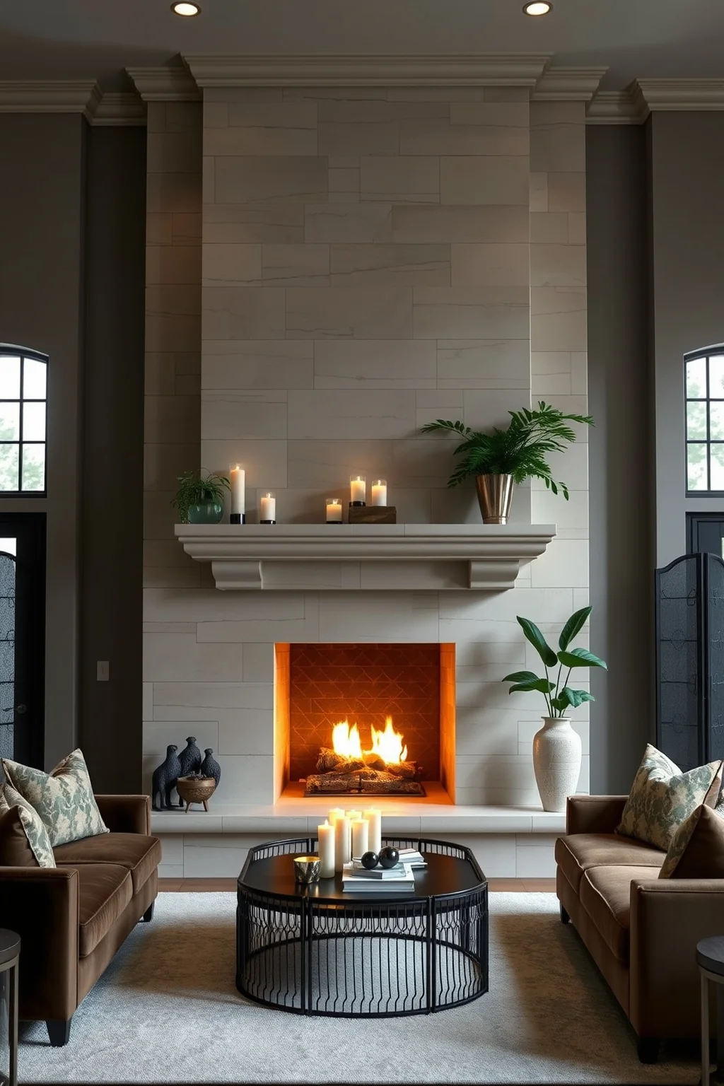 2. Elegant Stone Fireplace