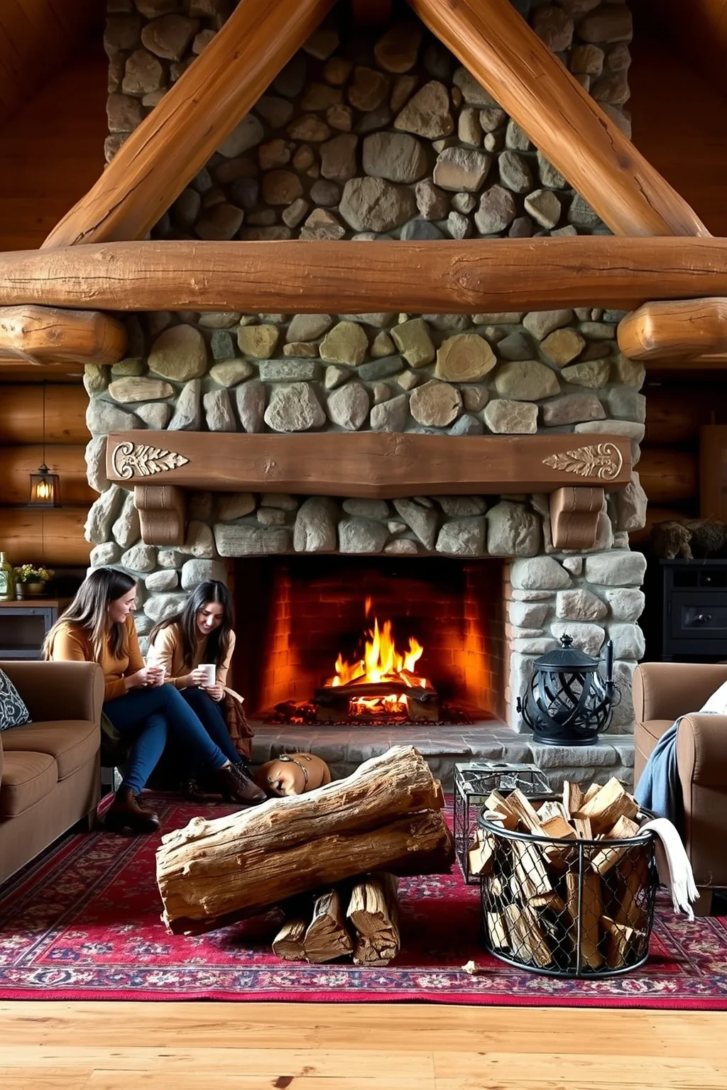 3. Rustic Stone Hearth