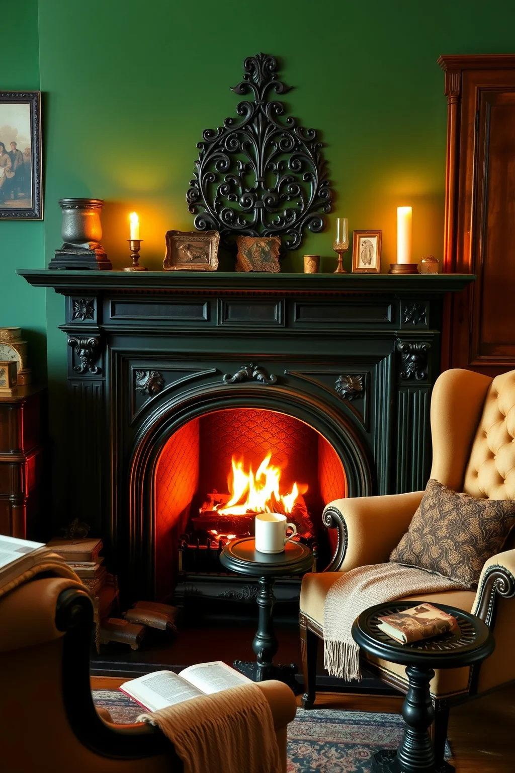 3. Vintage Cast Iron Fireplace