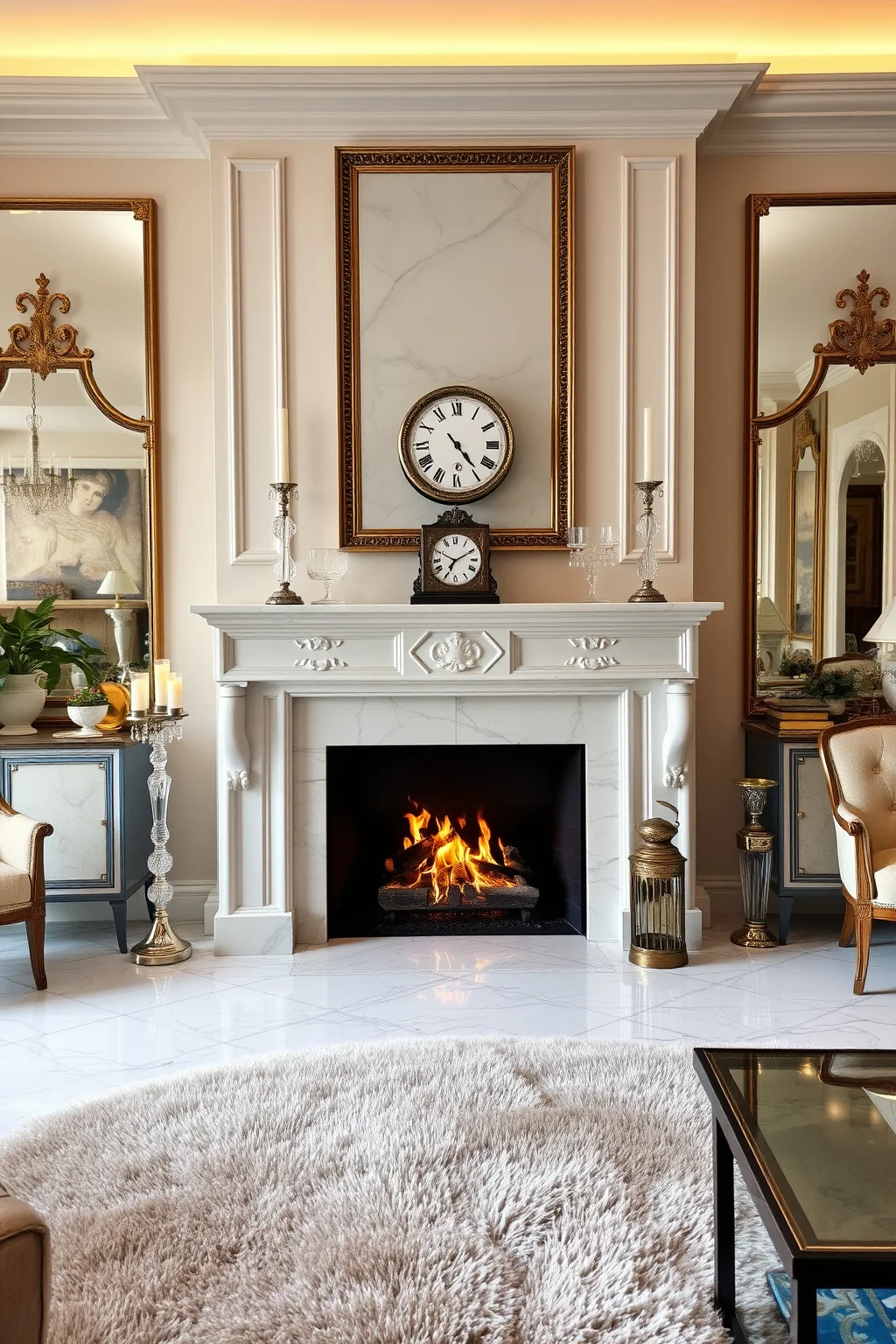 6. Elegant Marble Fireplace